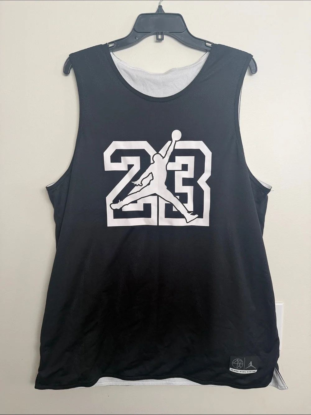 Jordan Black Basketball Tank with White '23' Jumpman Graphic